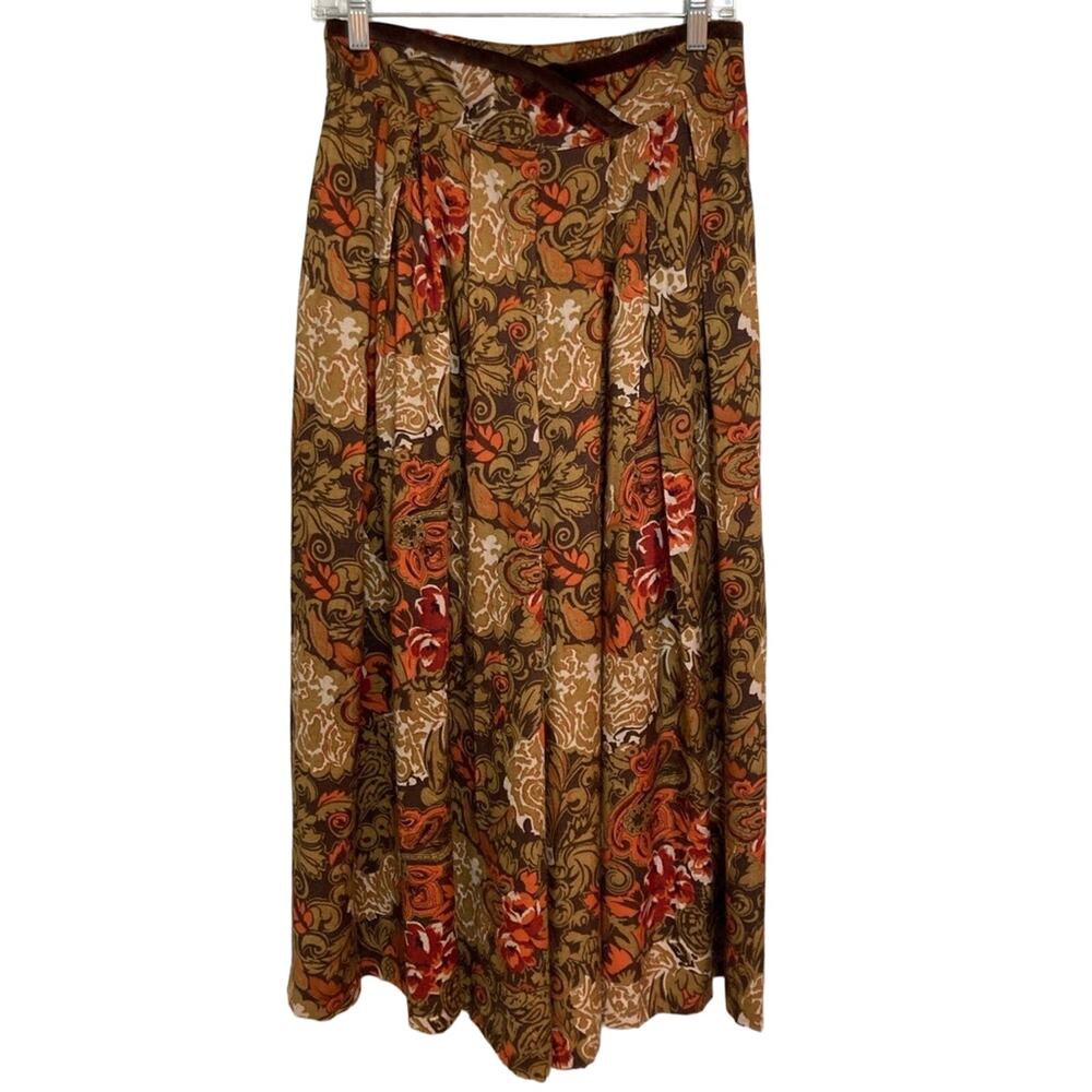 Vintage Deadstock High Rise Wide Leg Crop Culottes in Fall Floral - Vtg Size 12